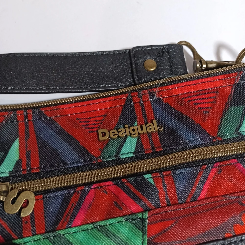 Desigual Bandolera Paulina Woven Cross Body Bag Mix Pattern - Picture 6 of 9